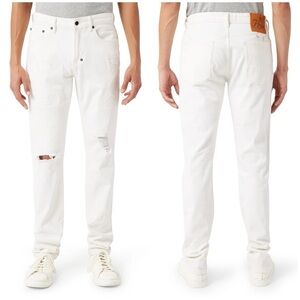 NWT Prps Windsor Fit Tapered Skinny Jeans White Distressed Japanese Denim 42